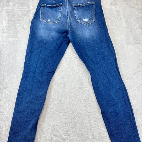 Enjean High Rise 5 Button Skinny Women's Distressed Blue Jeans - Picture 3 of 12